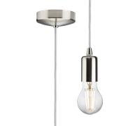 Knightsbridge 1.8m E27 Contemporary Pendant Set - Brushed Chrome 8270L