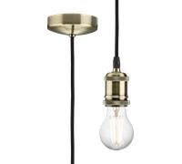 Knightsbridge 1.8m E27 Vintage Pendant Set, Antique Brass - 8271LAB