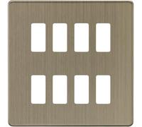 Knightsbridge 8G Grid Faceplate - Antique Brass