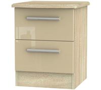 Knightsbridge Bedside Cabinet - 2 Drawer - Mushroom and Oak
