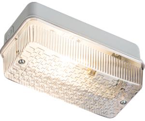 Knightsbridge BH22BC 230V IP65 100W (BC) B22 Bulkhead with Clear Prismatic Diffuser & Aluminium Base