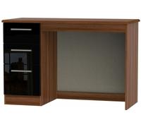 Knightsbridge Black Gloss and Walnut Effect 3 Drawer Desk