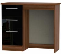 Knightsbridge Black Gloss and Walnut Effect 3 Drawer Single Dressing Table