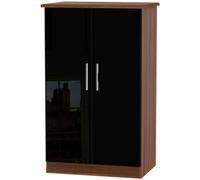 Knightsbridge Black Gloss and Walnut Effect Midi Wardrobe