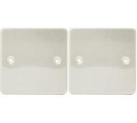 Knightsbridge Blanking Plate - Brushed Chrome (Pack of 2), Single, Toggle Switch, Screw-In Installation, Plastic Material