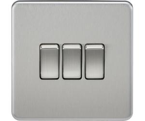 KNIGHTSBRIDGE BRUSHED CHROME SCREWLESS Switches & Sockets ALL Inserts + USB