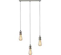 Knightsbridge Calla - 230V E27 Vintage 3 Light Bar Pendant - Brushed Chrome