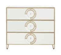 Knightsbridge Chest - 3 Drawer - Mirrored with Gold Trim