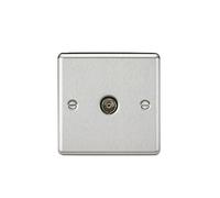 Knightsbridge CL010BC Rounded Edge Brushed Chrome TV Outlet, Silver