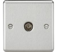 Knightsbridge CL010BC Rounded Edge TV Outlet (Non-Isolated) - Brushed Chrome