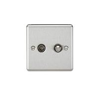 Knightsbridge CL014BC Rounded Edge Brushed Chrome TV and SAT TV Outlet, Silver