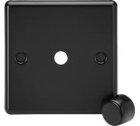 Knightsbridge CL1DIMMBB Rounded Edge 1G Dimmer Plate with Matching Metal Dimmer Cap - Matt Black