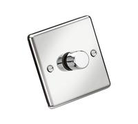 Knightsbridge CL2181PC 1G 2 Way 10-200W (5-150W LED) Trailing Edge dimmer - Rounded Edge Polished Chrome