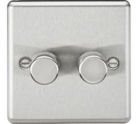 Knightsbridge CL2192BC Rounded Edge 2G 2 Way 10-200W (5-150W LED) Intelligent Dimmer - Brushed Chrome