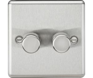 Knightsbridge CL2192BC Rounded Edge 2G 2 Way 10-200W (5-150W LED) Intelligent Dimmer - Brushed Chrome