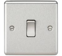 Knightsbridge CL2BC 10 A 1G Rounded Edge Brushed Chrome 2 Way Plate Switch, Silver