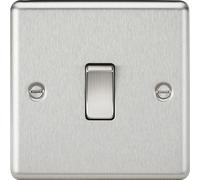 Knightsbridge CL2BC Rounded Edge 10AX 1G 2-Way Plate Switch - Brushed Chrome