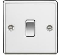 Knightsbridge CL2PC Rounded Edge 10AX 1G 2-Way Plate Switch - Polished Chrome
