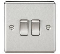 Knightsbridge CL3BC 10A 2G 2 Way Plate Switch-Rounded Edge Brushed Chrome