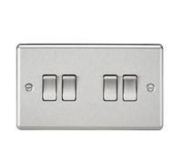 Knightsbridge CL41BC 10A 4G 2 Way Plate Switch-Rounded Edge Brushed Chrome