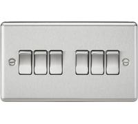 Knightsbridge CL42BC Rounded Edge 10AX 6G 2-Way Plate Switch - Brushed Chrome