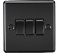 Knightsbridge CL4MBB Rounded Edge 10AX 3G 2 Way Plate Switch - Matt Black