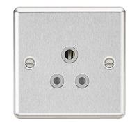 Knightsbridge CL5 ABCG Unswitched Socket, Rounded Edge Brushed Chrome Finish with Grey Insert, 5 A