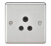 KNIGHTSBRIDGE CL5ABC 5A Unswitched Socket-Rounded Edge Brushed Chrome Finish with Black Insert
