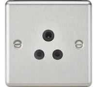 Knightsbridge CL5ABC Rounded Edge 5A Unswitched Socket - Brushed Chrome + Black Insert