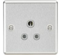 Knightsbridge CL5ABCG 5A Unswitched Socket-Rounded Edge Brushed Chrome Finish with Grey Insert, Silver