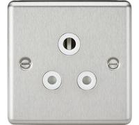 Knightsbridge CL5ABCW Rounded Edge 5A Unswitched Socket - Brushed Chrome + White Insert