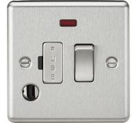 Knightsbridge CL63FBC Rounded Edge 13A Switch Fused Spur Unit + Neon & Flex Outlet - Brushed Chrome