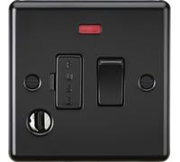 Knightsbridge CL63FMBB Rounded Edge 13A Switched Fused Spur Unit + Neon & Flex Outlet - Matt Black
