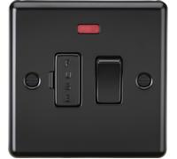 Knightsbridge CL63NMBB Rounded Edge 13A Switched Fused Spur Unit + Neon - Matt Black
