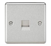 Knightsbridge CL74BC Rounded Edge Telephone Extension Outlet - Brushed Chrome