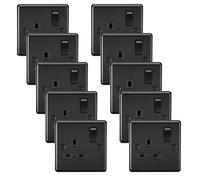 Knightsbridge CL7MBBx10 Rounded Edge 13A 1G DP Switched Socket - Matt Black (10 Pack)