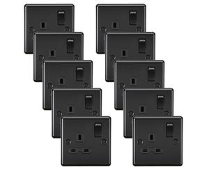 Knightsbridge CL7MBBx10 Rounded Edge 13A 1G DP Switched Socket - Matt Black (10 Pack)