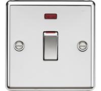 Knightsbridge CL81MNPC Rounded Edge 45A 1G DP Switch + Neon - Polished Chrome