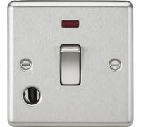 KNIGHTSBRIDGE CL834FBC 20A 1G DP Switch with Neon & Flex Outlet-Rounded Edge Brushed Chrome