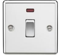 Knightsbridge CL834NPC Rounded Edge 20A 1G DP Switch + Neon - Polished Chrome