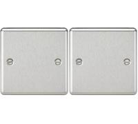 Knightsbridge CL85BC 1G Rounded Edge Brushed Chrome Blanking Plate, Silver (Pack of 2)