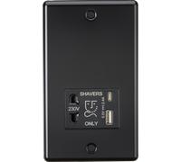 Knightsbridge 230V Shaver Socket with Dual USB A+C [5V DC 2.4A Shared] - Matt Black
