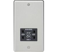 Knightsbridge CL89BC Rounded Edge 115/230V Dual Voltage Shaver Socket - Brushed Chrome + Black Insert