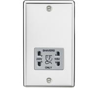 Knightsbridge CL89PCG Rounded Edge 115/230V Dual Voltage Shaver Socket - Polished Chrome + Grey Insert