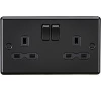 Knightsbridge CL9MBB Rounded Edge 13A 2G DP Switched Socket - Matt Black