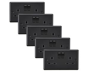 Knightsbridge CL9MBBx5 Rounded Edge 13A 2G DP Switched Socket - Matt Black (5 Pack)
