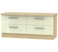 Knightsbridge Cream Gloss and Light Oak Bed Box