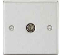 Knightsbridge CS010BC Square Edge TV Outlet (Non-Isolated) - Brushed Chrome