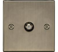 Knightsbridge CS015AB Square Edge Antique Brass Sat TV Outlet, 230 V
