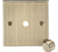 Knightsbridge CS1DIMAB Square Edge 1G Dimmer Plate with Matching Metal Dimmer Cap - Antique Brass